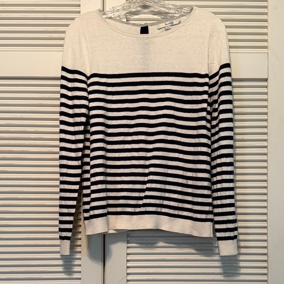 Boden Sweaters - BODEN Dark Blue and Off-White Striped Button Back Sweater